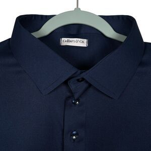 Collars & Co Polo Shirt Mens 2XL Tall Navy Blue Dress Collar Business Casual NEW